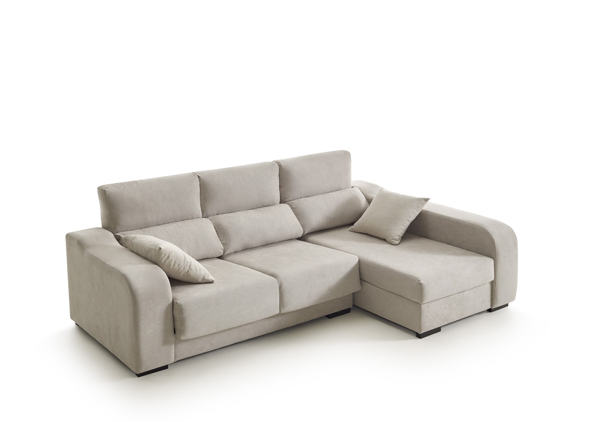 Sofá Chaiselongue Zafiro Tela Antimanchas 3 Plazas color Beige