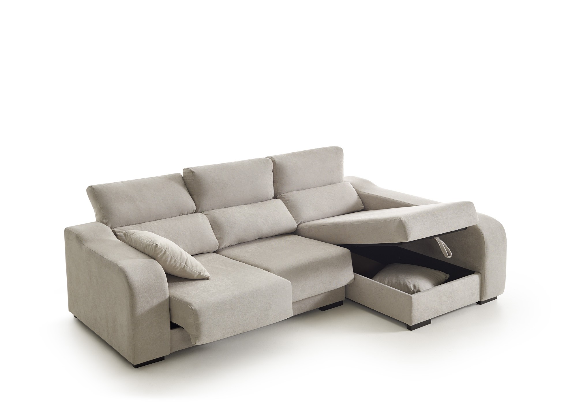 Sofá Chaiselongue Zafiro Tela Antimanchas 3 Plazas color Beige