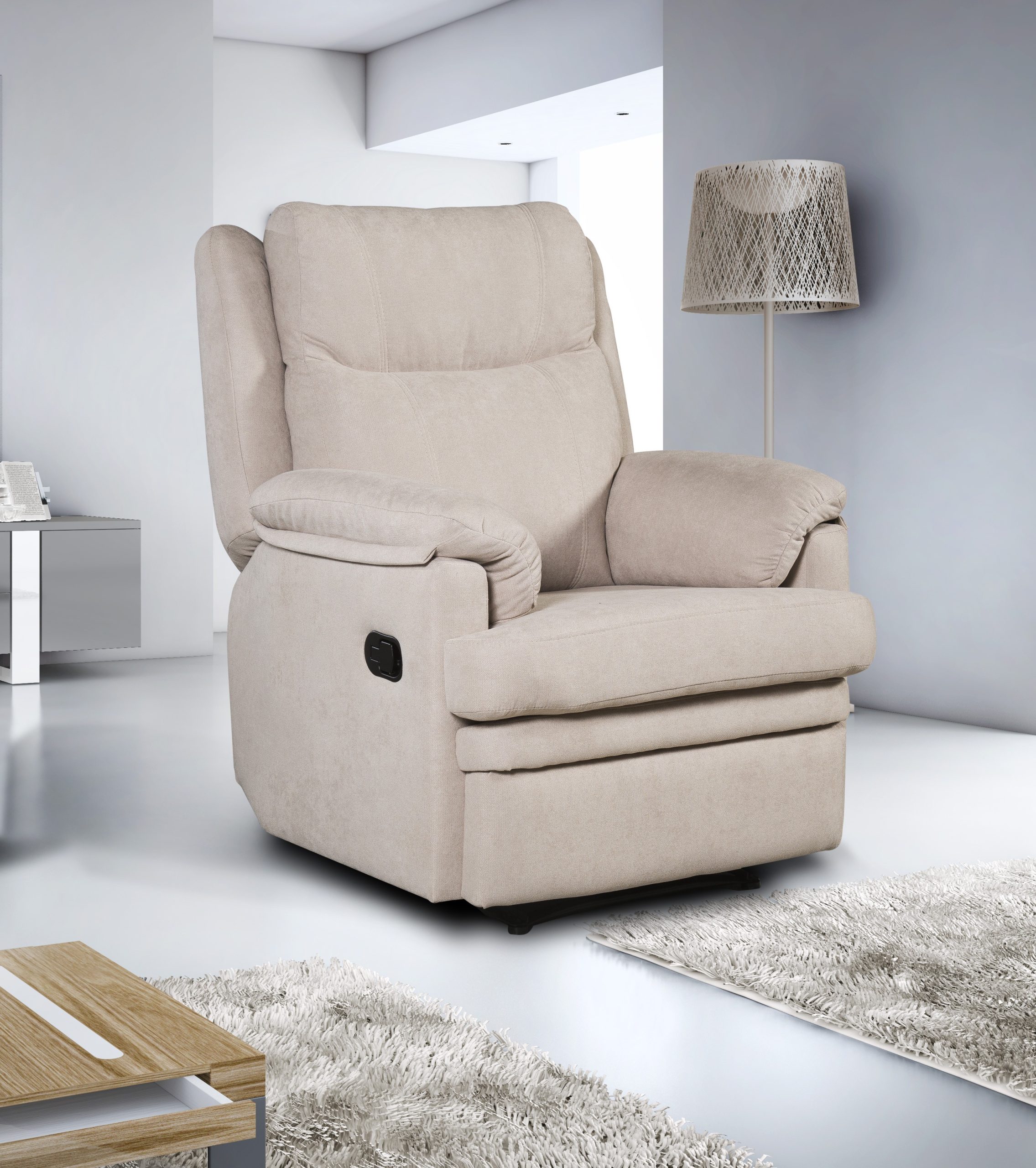 Sillon Relax Boston Reclinable Manual con Reposapies Color Gris y Beige